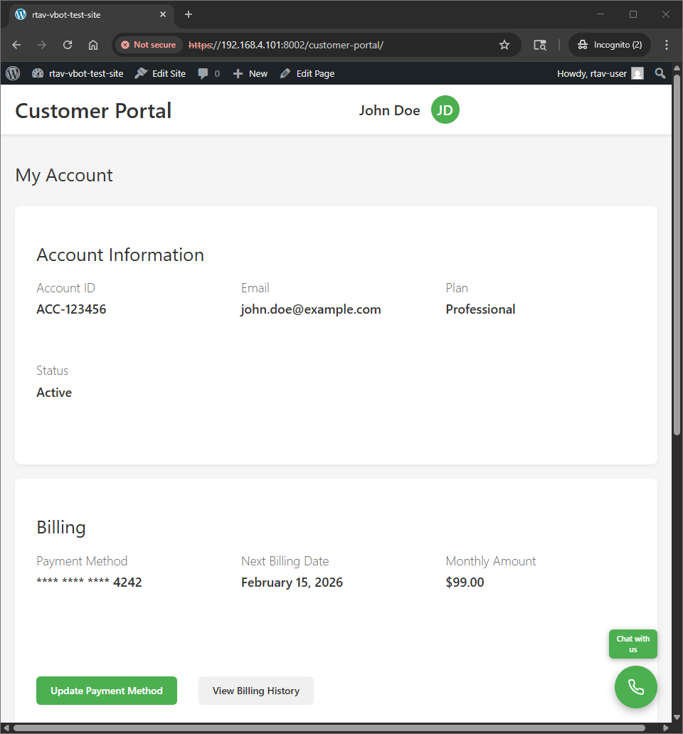 rtAV Video Chat Bot widget collapsed state